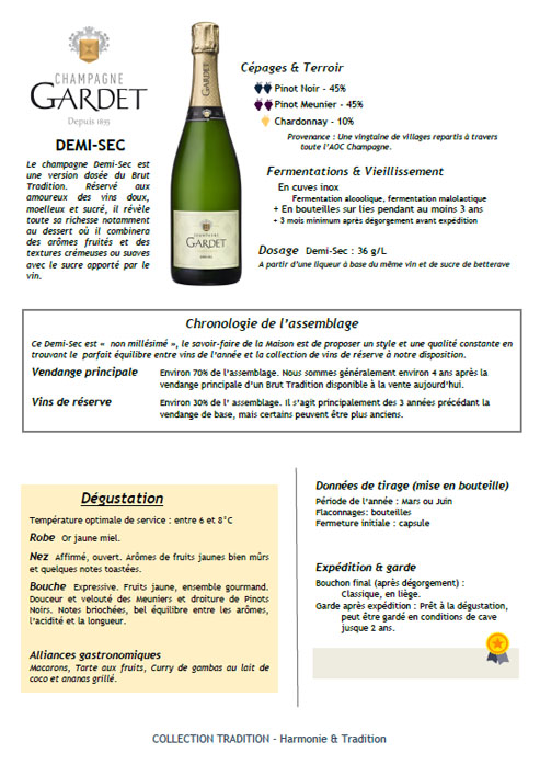 GARDET DEMI-SEC · Dessert-Cuvée mit 36 g/L Dosage — PDF preview
