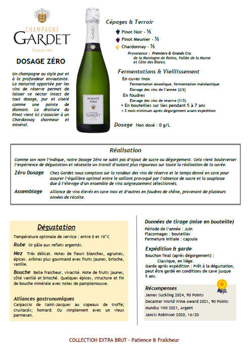 GARDET DOSAGE ZÉRO · Extra Brut · No Added Sugar — PDF preview