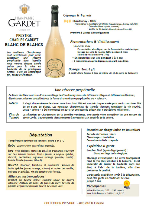 CHARLES GARDET BLANC DE BLANCS · Prestige · Solera-Chardonnay — PDF preview